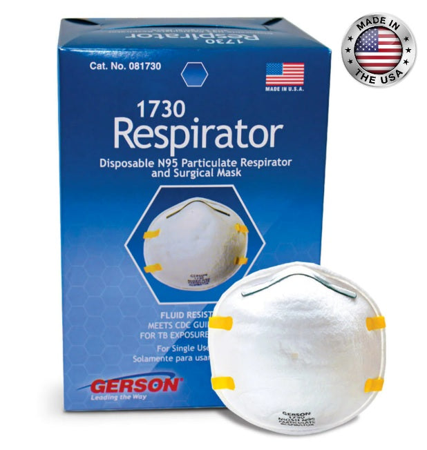 N95 Face Masks - Gerson 1730 - N95 Respirator & Surgical Face Mask- Made In USA